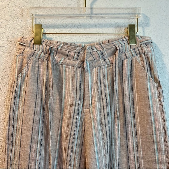 Women’s Democracy pink striped linen wide leg pull on pants size 2 - Picture 2 of 5